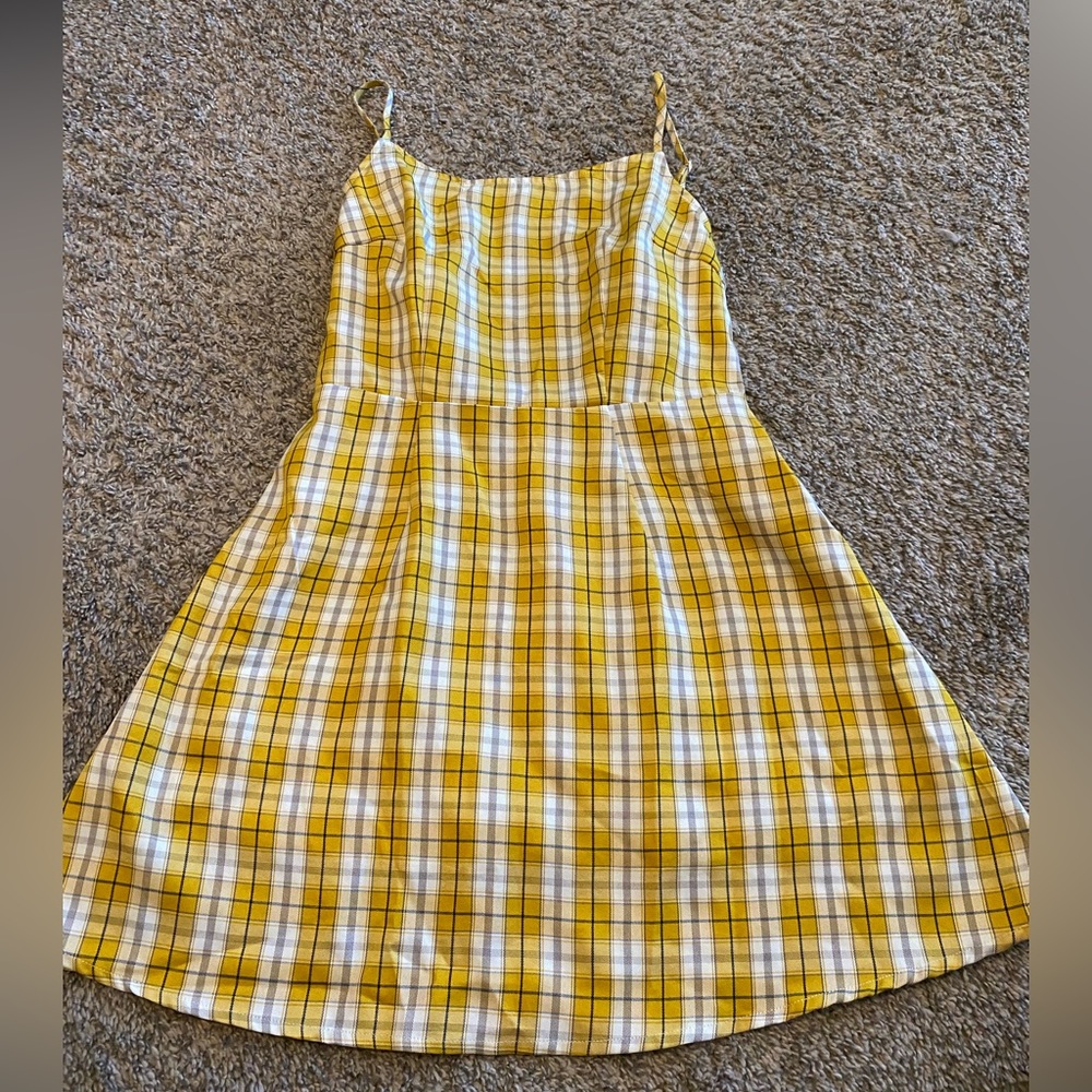 Yellow plaid dress
